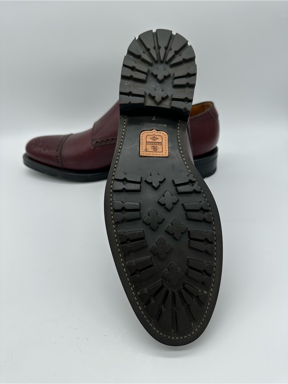 Men's Double Monk Strap Leather Dress Shoes in Burgundy - Picture 3 of 13